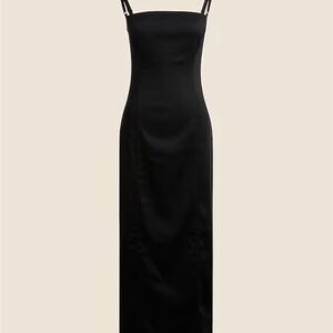 J crew Collection fitted midi dress in stretch satin Elegant Black Maxi Dress